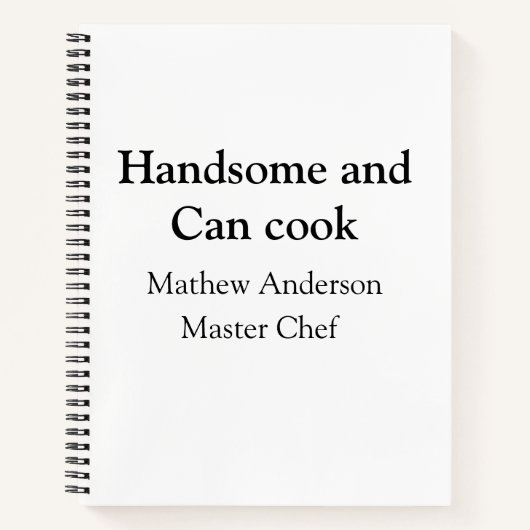 Carnet Handsome et peut cuisiner ajouter nom maître chef  (Devant)