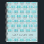 Carnet Hanoukka Menorah Blue Nom personnalisé des enfants<br><div class="desc">Ce carnet festif présente un motif menorah répétitif en bleu vif et gris sur un arrière - plan bleu ciel doux, parfait pour célébrer l'esprit de Hanoukka. L'avant comprend de l'espace pour un nom personnalisé dans une typographie propre et moderne. Idéal comme cadeau de vacances pour les enfants, les étudiants,...</div>