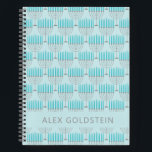 Carnet Hanoukka Menorah Motif en bleu Personnalisé<br><div class="desc">Un motif spécial pour Hanoukka avec une illustration de menorah en bleu turquoise,  personnalisée avec votre nom.</div>