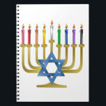 Carnet Hanoukka Rainbow Candles Gold Menorah<br><div class="desc">You are viewing The Lee Hiller Designs Collection of Home and Office Decor,  Apparel,  Toxiques and Collectibles. The Designs include Lee Hiller Photographie et Mixed Media Digital Art Collection. You can view her her Nature photographiy at at http://HikeOurPlanet.com/ and follow her hiking blog within Hot Springs National Park.</div>