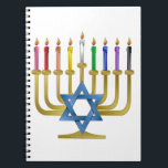 Carnet Hanoukka Rainbow Candles Gold Menorah<br><div class="desc">You are viewing The Lee Hiller Designs Collection of Home and Office Decor, Apparel, Toxiques and Collectibles. The Designs include Lee Hiller Photographie et Mixed Media Digital Art Collection. You can view her her Nature photographiy at at http://HikeOurPlanet.com/ and follow her hiking blog within Hot Springs National Park.</div>