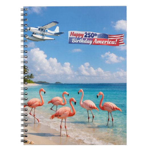Carnet Happy 250th Birthday America Flamingos on Beach (Devant)