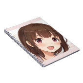 Carnet Happy anime fille mignonne manga cheveux brun yeux (Côté Droit)