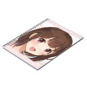 Carnet Happy anime fille mignonne manga cheveux brun yeux (Côté gauche)