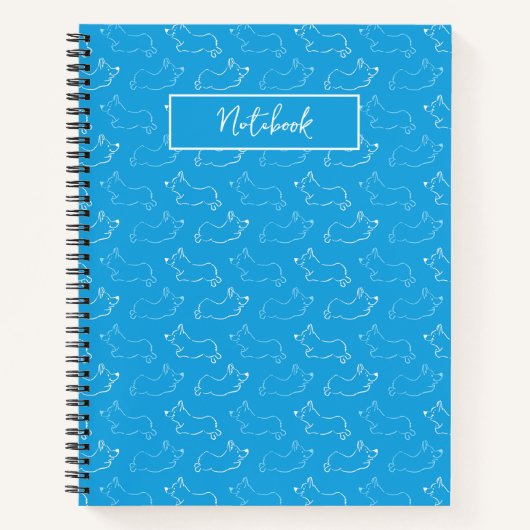 Carnet Happy Corgi Hand-Drawn Doodle Teal Custom (Devant)