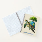Carnet Happy Earth Day Turtle Planet and Tree (Intérieur)
