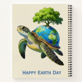 Carnet Happy Earth Day Turtle Planet and Tree (Dos)
