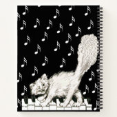 Carnet Happy Fluffy White Cat sur Piano Keys Notes musica (Dos)