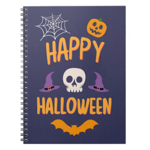 Carnet Happy Halloween éffrayant citrouille chauve-souris