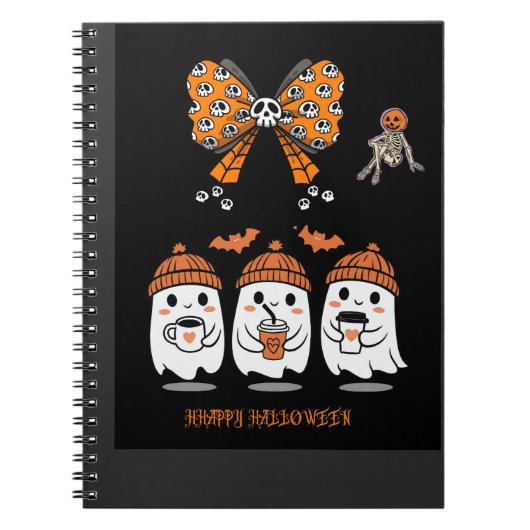 Carnet Happy Halloween – fantômes café mignons (Devant)