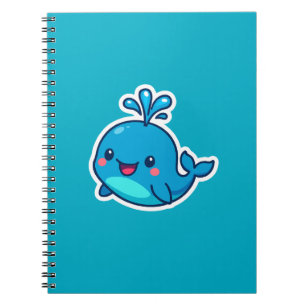 Carnet Happy Kawaii Baleine Sticker - mignon ami Océan