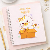 Carnet Happy Mind Happy Life Cute Cat Illustration