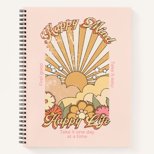 Carnet Happy Mind Happy Life Hippy Vibes Super (Devant)