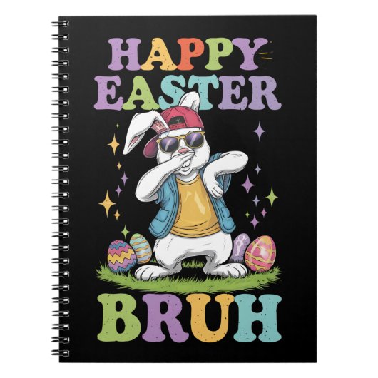 Carnet Happy Pâques Bruh Dabbing Bunny Lapin Bro (Devant)