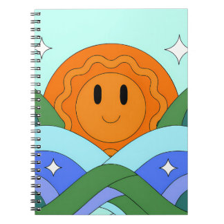 Carnet Happy Retro Sun Over Rolling Hills