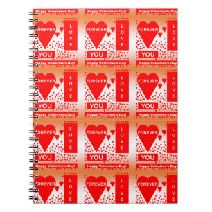 Carnet Happy Valentine's Day Text Forever Love Hearts Red