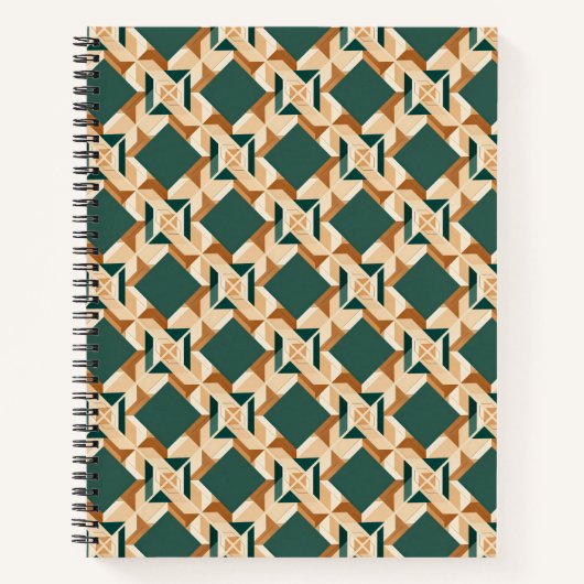 Carnet Hard edge abstract geometry in dark green and wood (Devant)