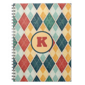 Carnet Harlequin Vintage Gold Red Green Monogram Argyle (Devant)