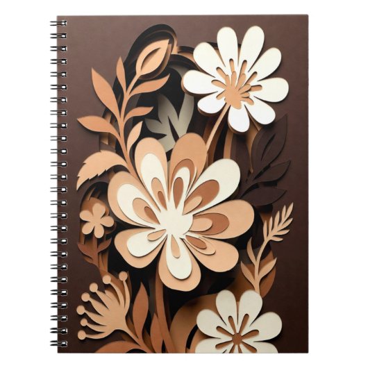 Carnet Harmonie de papier découpé floral superposé (Devant)