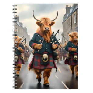 Carnet Harmonie des Highlands : groupe de vaches highland