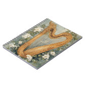 Carnet harpe ornementale entourée de fleurs blanches (Côté gauche)