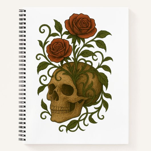 Carnet Haunting Beauty Skull and Roses Halloween Art (Devant)