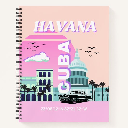 Carnet Havana Cuba Pink Travel Art (Devant)