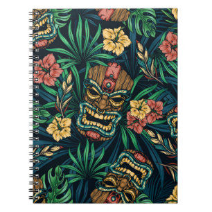 Carnet Hawaï Tiki Masque Motif tropical