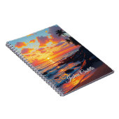 Carnet Hawaii Coucher de soleil Calligraphie Simple Nom P (Côté Droit)