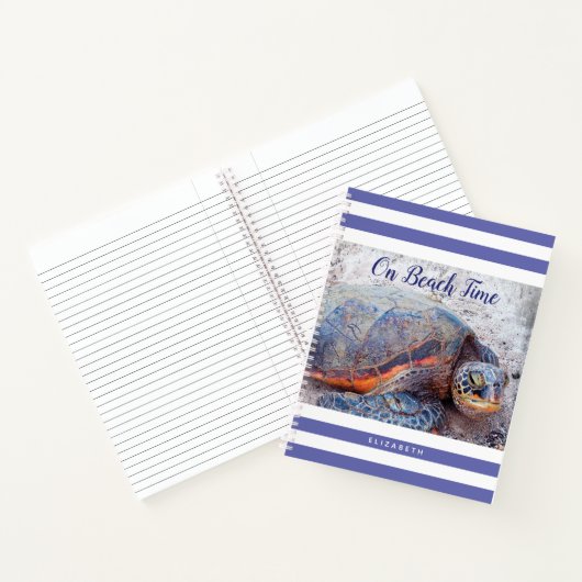 Carnet Hawaii Honu Sea Turtle Purple Sur La Plage Script (Intérieur)