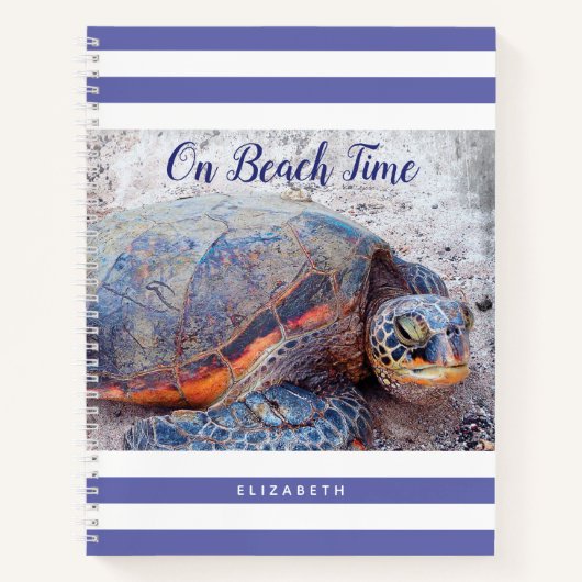 Carnet Hawaii Honu Sea Turtle Purple Sur La Plage Script (Devant)