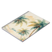 Carnet Hawaii Palmiers Calligraphie Simple Nom Profession (Côté gauche)