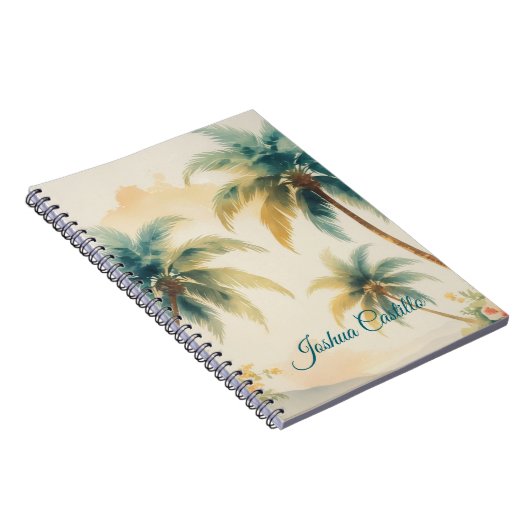 Carnet Hawaii Palms Calligraphy Simple Professional Name (Côté Droit)