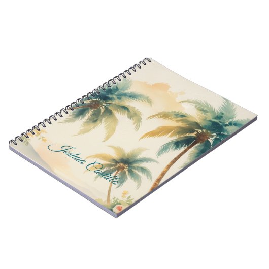 Carnet Hawaii Palms Calligraphy Simple Professional Name (Côté gauche)
