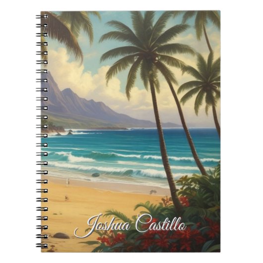 Carnet Hawaii Sunset Calligraphy Simple Professional Name (Devant)