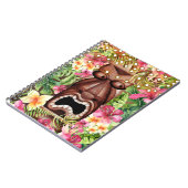 Carnet Hawaiian en bois Tiki Luau Island Floral été (Côté gauche)