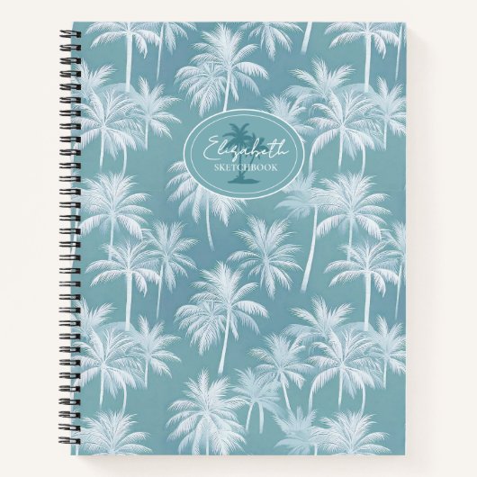 Carnet Hawaiian Palm Tree Silhouette Motif Turquoise ID10 (Devant)