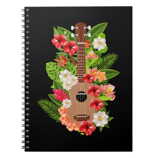 Carnet Hawaiian Ukulele Guitare Fleurs Hawaii (Devant)