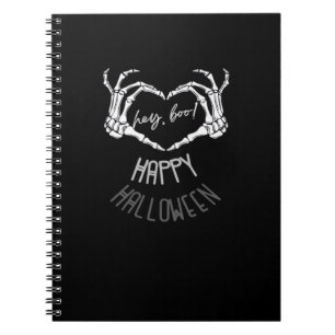 Carnet Hé, Boo ! Happy Halloween Skeleton Hand Heart Clas