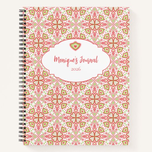 Carnet Heart Pattern Notebook – Customize Interior Pages (Devant)
