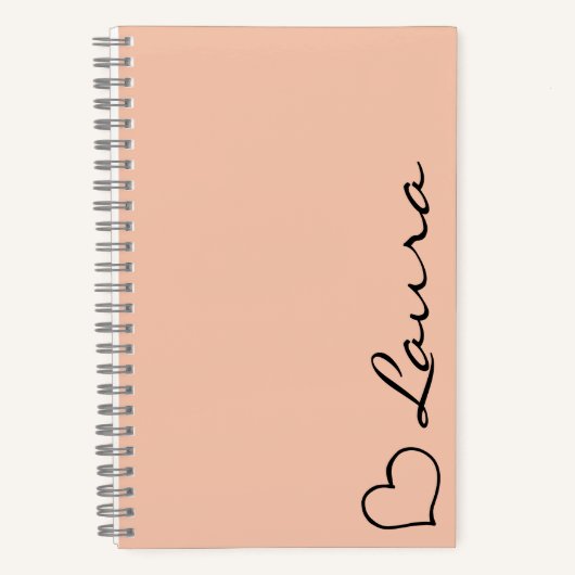 Carnet Heart Your Name Script Custom Gift Notebook (Recto)