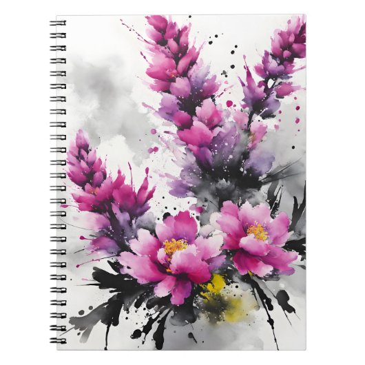 Carnet Heather - Fleurs aquarelle (Devant)