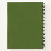 Carnet Hebdomadaire mensuel moderne vert olive foncé Mono (Dos)