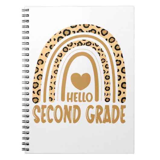Carnet Hello Second Grade-Leopard Rainbow-Back to School (Devant)