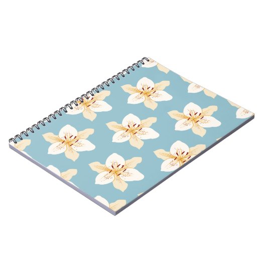 Carnet Hémérocalle grand Ptn illustratif sur bleu-clair (Côté gauche)