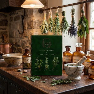 Carnet Herbier de cuisine vert vintage et botanique d'apo