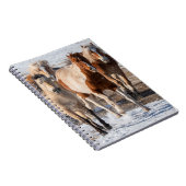 Carnet Herd of Mixed Breed Horses Running in the Snow (Côté Droit)