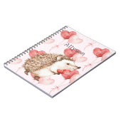 Carnet Hérisson Ballons Cœurs Roses Rouges (Côté gauche)