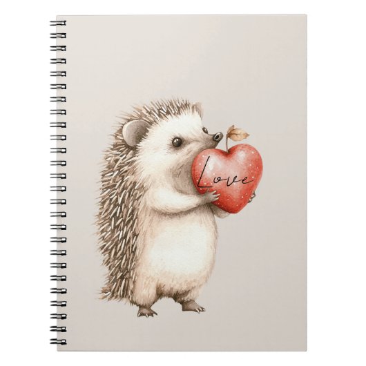 Carnet Hérisson de coeur d'amour à la crème (Devant)