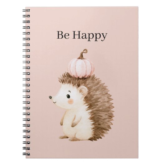 Carnet Hérisson Rose Citrouille Être Heureux (Devant)